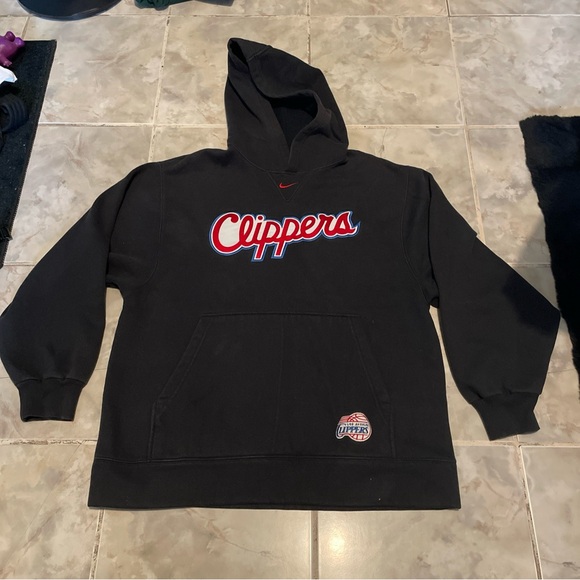 Vintage Nike Los Angeles Clippers Center Swoosh Hoodie Sweatshirt Medium